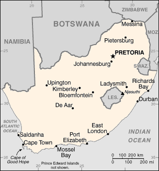 Carte Afrique du Sud - Map of South Africa - Sdafrika - Sudfrica - Africa del sud - frica do Sul - Zuid-Afrika 