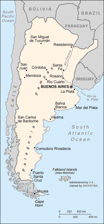 Carte de l'Argentine - Map of Argentina