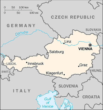 AUSTRIA MAP - VIENNA - Linz - Graz - Salzburg - Innsbruck - Klagenfurt
