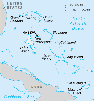 Bahamas - Map, road map, Straßenkarte, carte