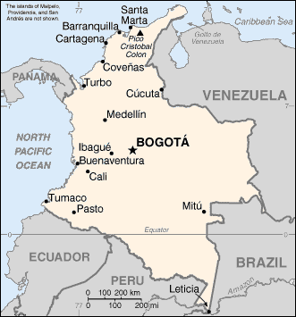 Map of Colombia - Carte de Colombie