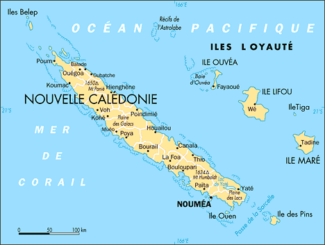 Map of New Caledonia - Caerte de Nouvelle Caldonie
