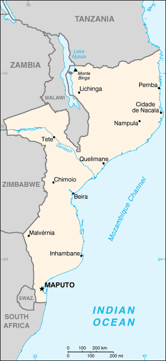 Map of Mozambique - Kaart Mosambik - Carta Mozambico