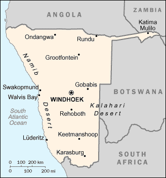 Carte de Namibie - Map of Namibia 
