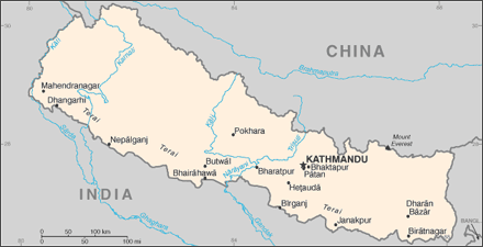 Map of Nepal - Carte du Npal