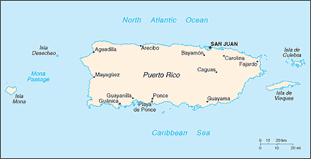 Puerto Rico - Commonwealth of Puerto Rico - Porto Rico - Portorico  - Map, road map, Straenkarte, carte
