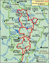 Carte Tour du Morvan - randonnées