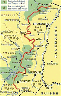 Crête des Vosges - carte randonnée