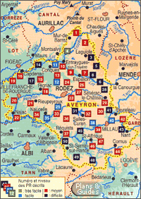 Carte de L'Aveyron - randonnées