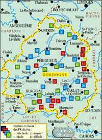 Carte La Dordogne - randonnées