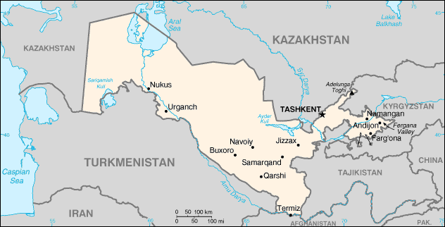 Carte Ouzbkistan - Usbekistan map - Uzbekistan - 
